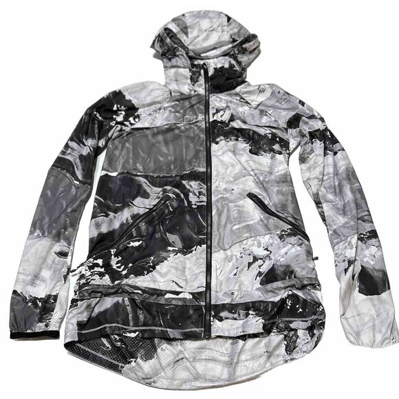Lululemon Women's Sz 4 Miss Misty II Packable Rain‎ Jacket in a Marbled Print - Picture 1 of 9